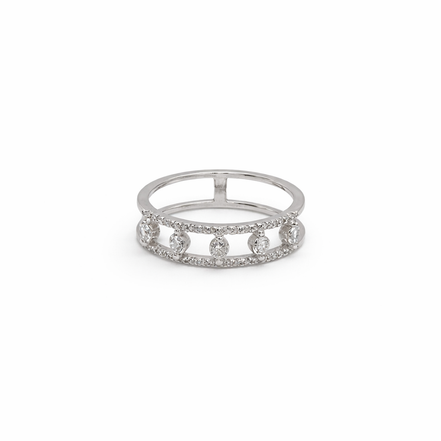Double silver band with cubic zirconia