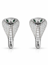 Silver cobra head earrings on a white background
