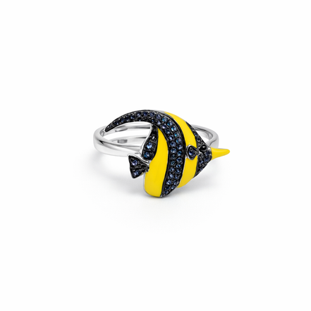 Exotic fish silver ring