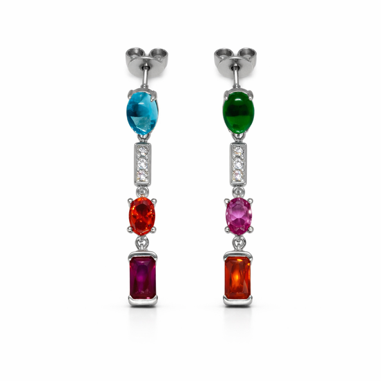 Silver earrings with colorful stones