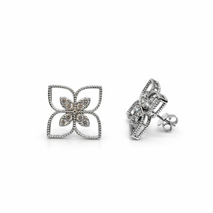 Pointed clover silver studs