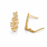 Leaf-shaped gold earrings