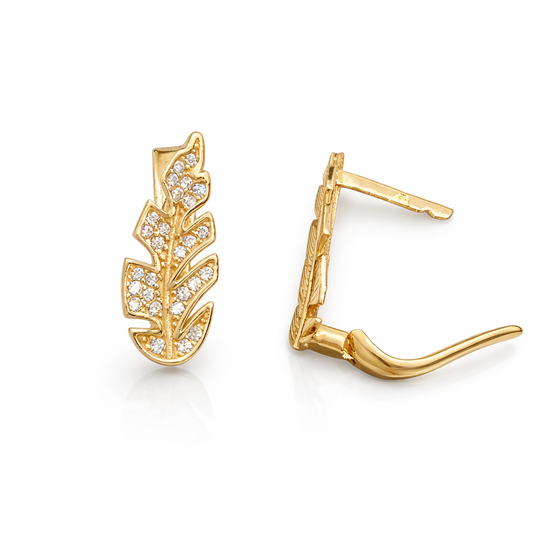 Leaf-shaped gold earrings