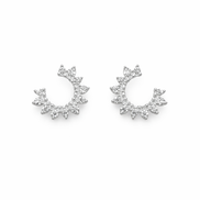 White gold circle stud earrings with zirconia
