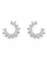 White gold circle stud earrings with zirconia