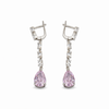 Pink crystal silver earrings