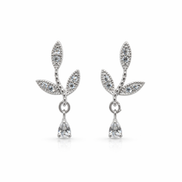 White gold leaf earrings