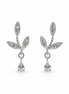 White gold leaf earrings