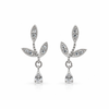 White gold leaf earrings