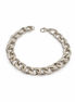 Silver chain bracelet with embedded stones on a white background