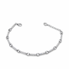 Silver bracelet with small cubic zirconia on a white background