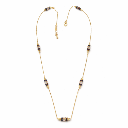 Gold necklace with zirconia and onyx stone