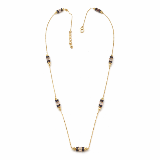 Gold necklace with zirconia and onyx stone