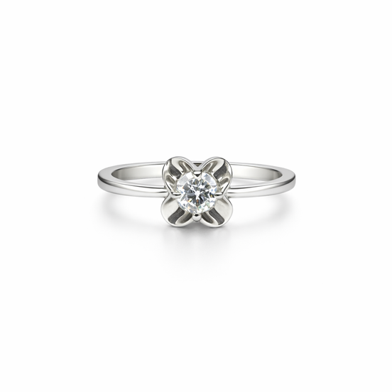 Flower ring with cubic zirconia