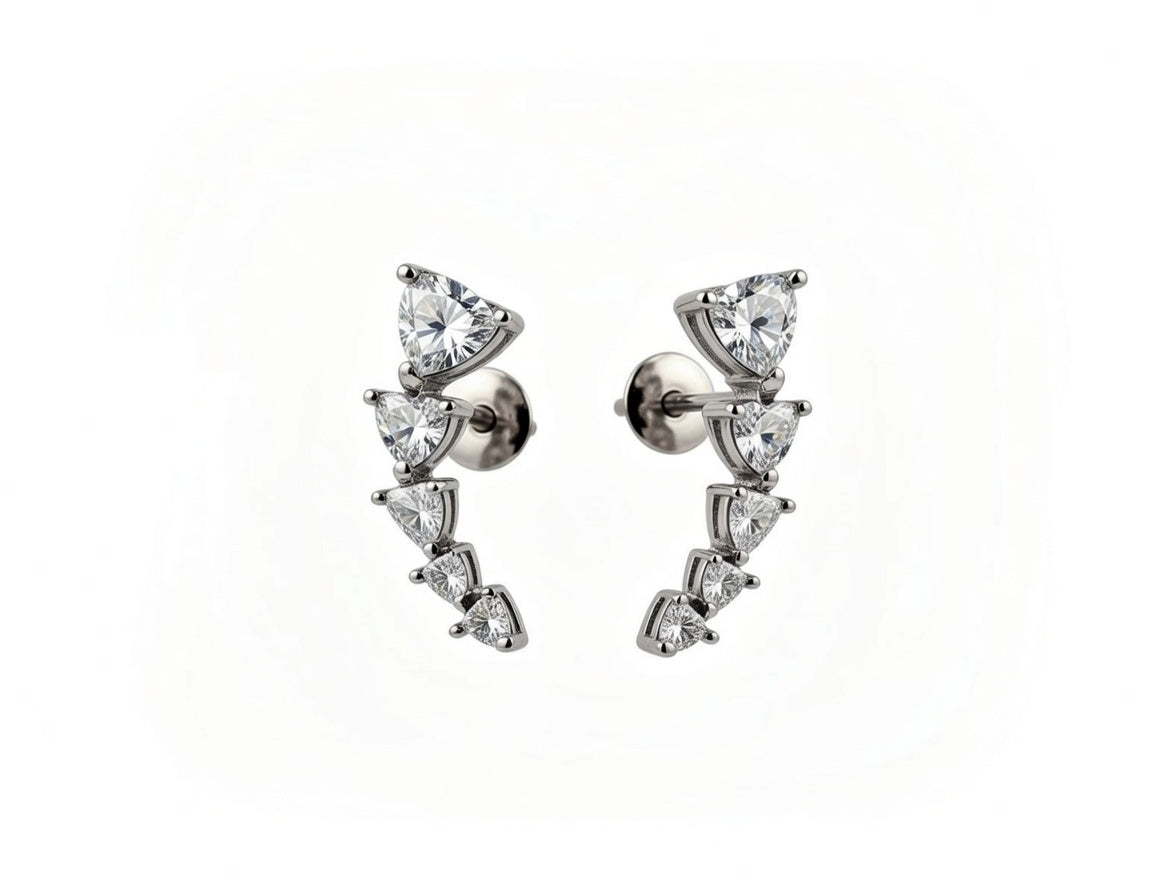White zirconia silver earrings