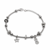 Silver bracelet with star and eternity charm on a white background