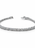 Silver bracelet with clear stones on a white background