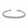 Silver bracelet with clear stones on a white background