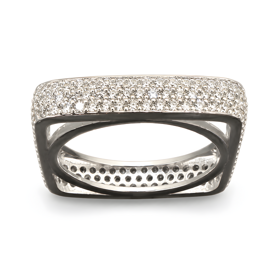 Square sterling silver ring with cubic zirconia