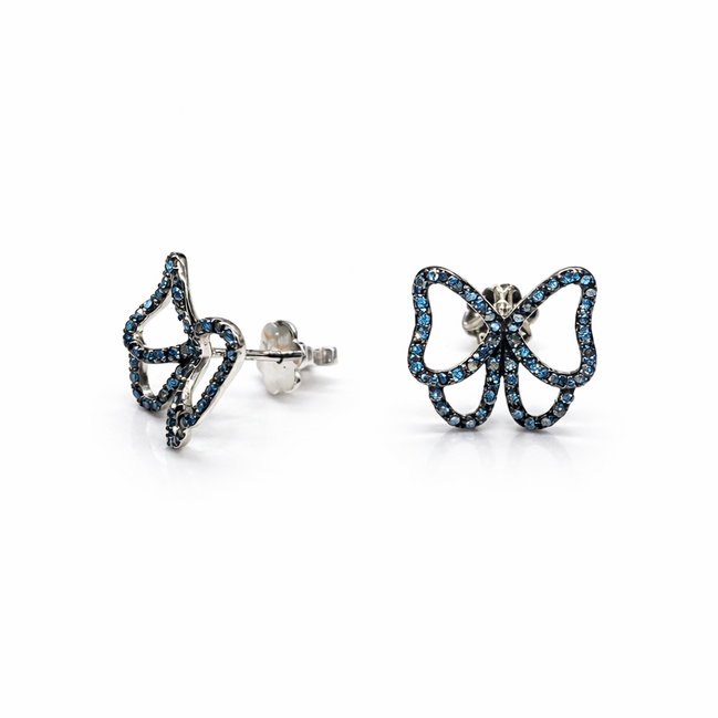 Blue diamond butterfly earrings