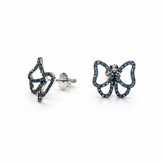 Blue diamond butterfly earrings