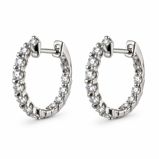 Circle hoop silver earrings