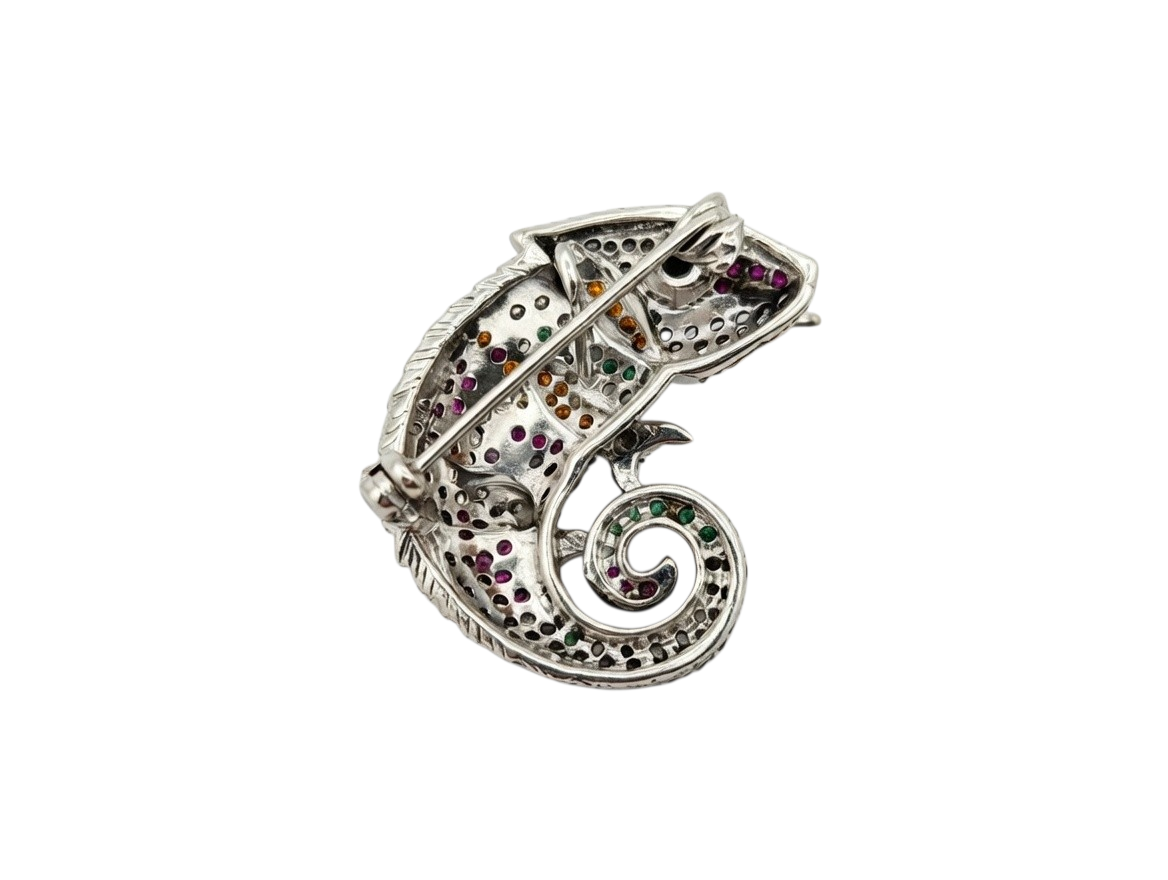 Chameleon silver pendant